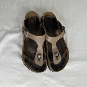 Birkenstock Gizeh Sandals Size 39, Made in Germany boho-chic (been Painted tan)